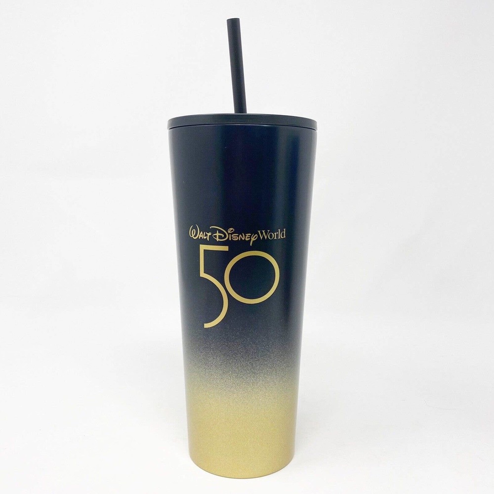 Starbucks Disney World 50th Anniversary Luxe Logo Black Gold Tumbler 24 oz